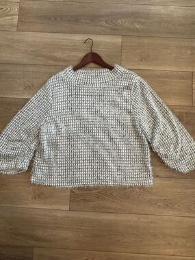 Vince Camuto Eyelash Knit Sweater Womens XL Black White Cozy